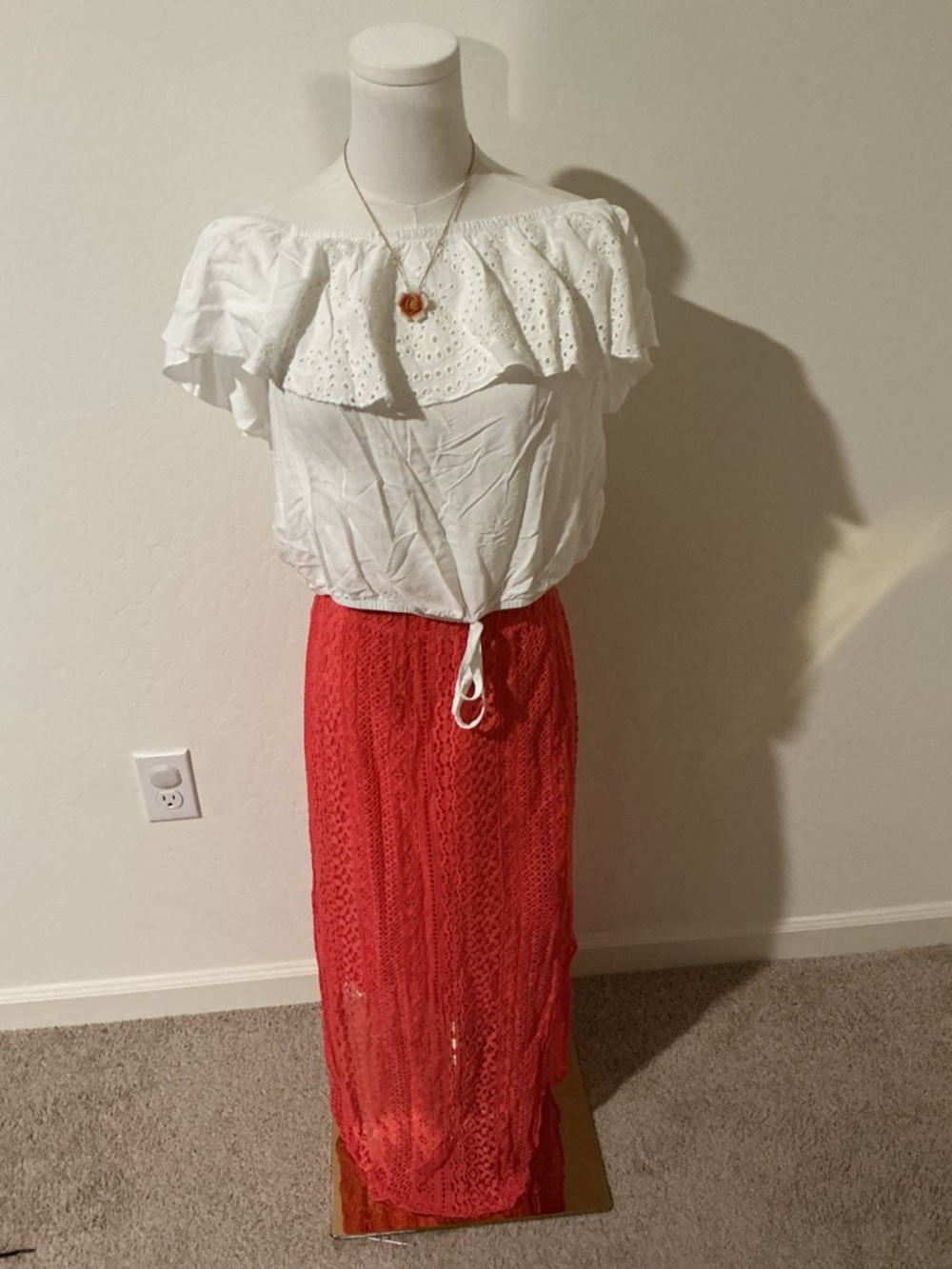 Betsey Boo! Orange crotchet maxi skirt